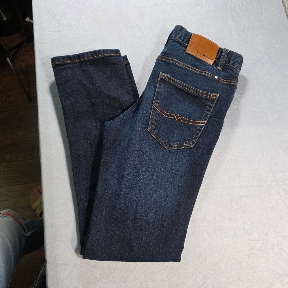 Lucky Brand Youth Authentic Skinny Jeans Dark Wash Blue Size 16 Adjustable Waist